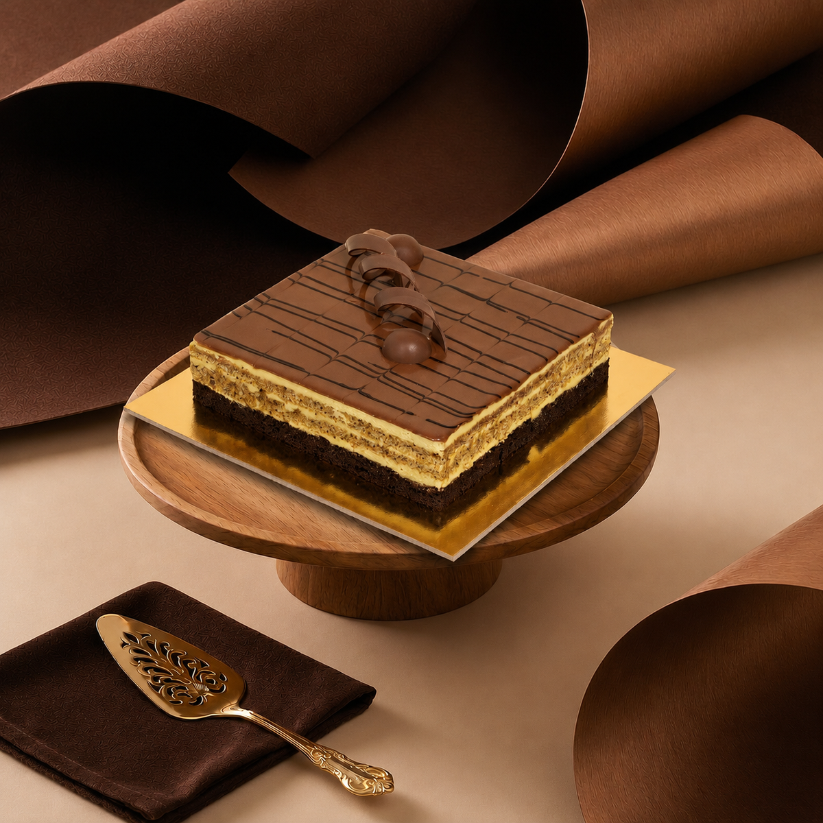 Laroche luxury chocolate cake in Dubai with premium elegant presentation