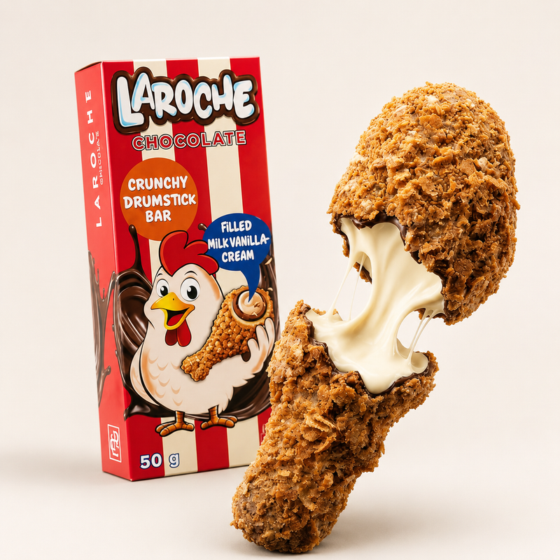 Laroche Crunchy Drumstick Chocolate Bar filled with milk vanilla cream 50g