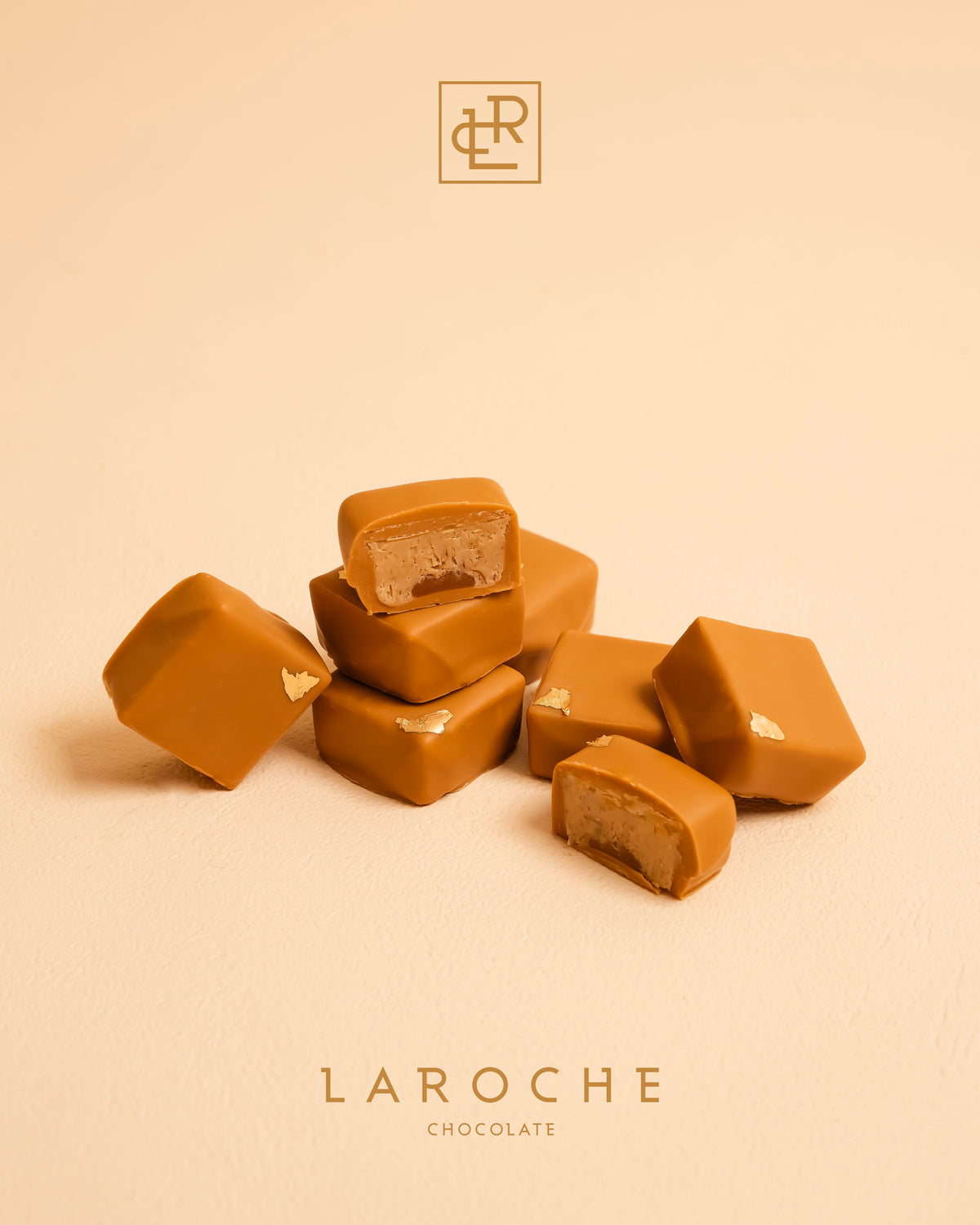 Golden chocolate with caramel