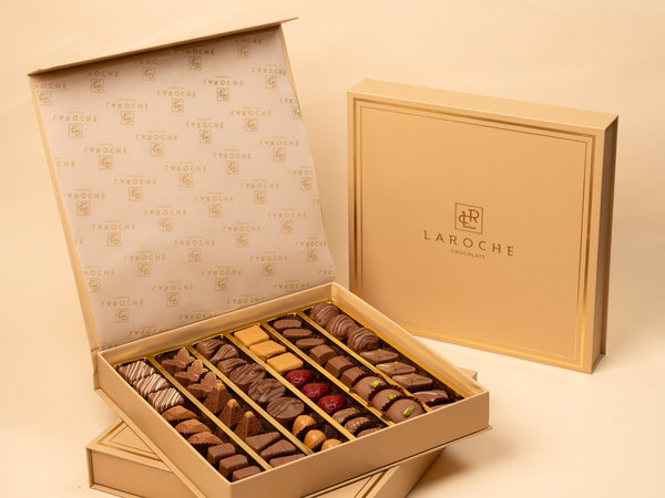 Laroche luxury assorted chocolate box in elegant beige packaging