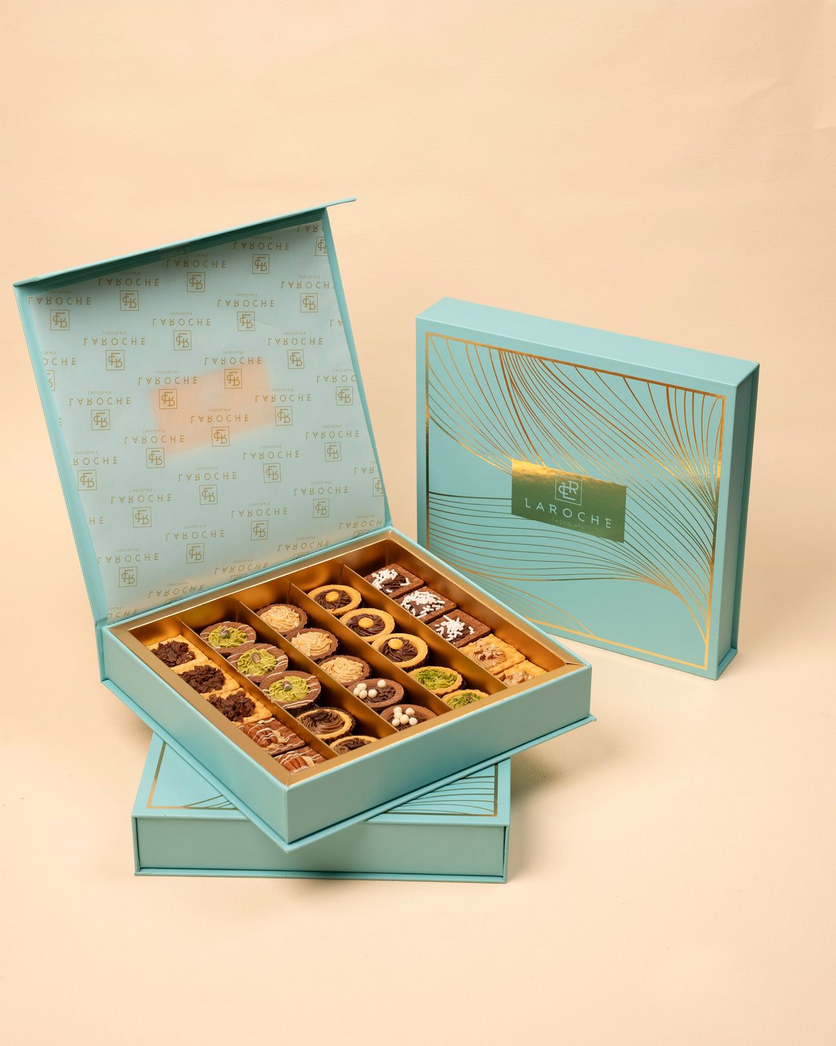 Luxury Laroche chocolate box with assorted Petit Four pieces